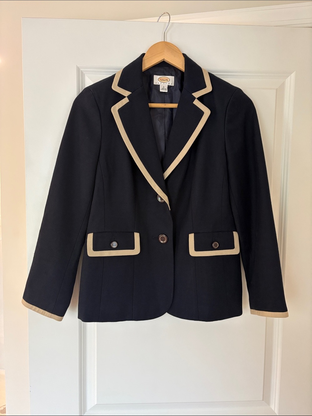 Talbots Navy Blazer with Cream Trim